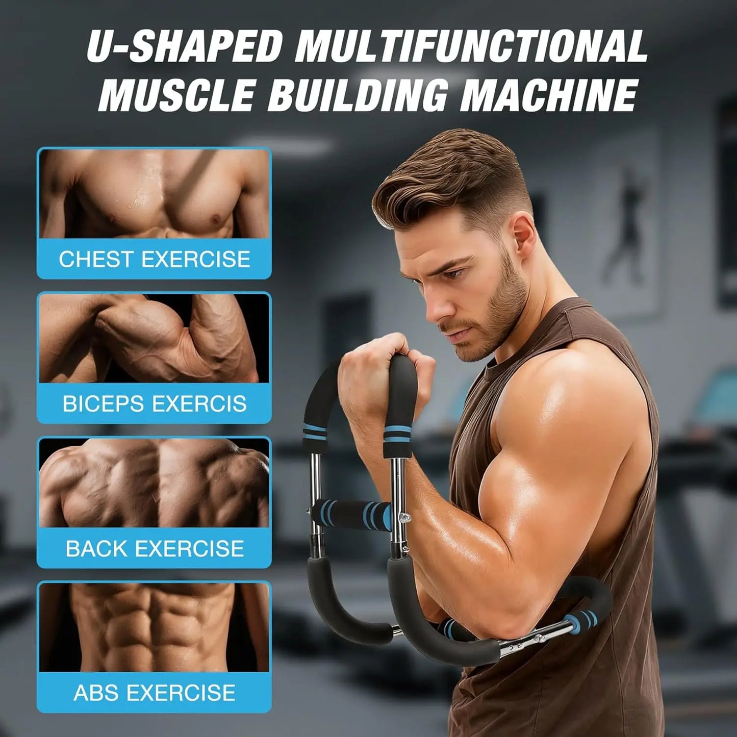Twister Chest Expander: 66-110lbs 3-Level Arm Trainer. Portable Spring Bar with Safety Sleeve for Shoulder, Biceps & Chest.
