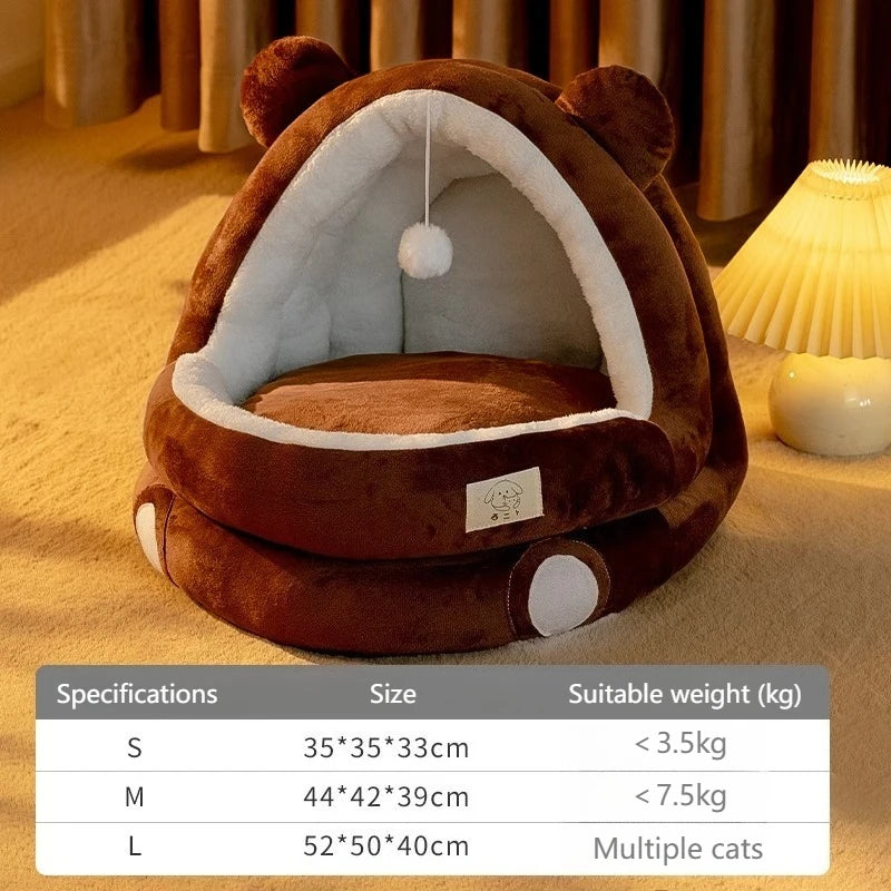 New Cute Mongolian Yurt Pet Nest Home Pet Supplies Semi Closed Panda Nest Fun Cat Playful Autumn and Winter Warm Dog Nest