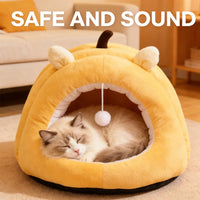 Deep Sleep Cat Bed Cartoon Pet Cave Foldable Removable Washable Sleeping Mat Bed for Kitten Puppy