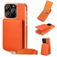 VIETAO Card Holder PU Leather Phone Case With Long Crossbody Strap For iPhone 17/16/15/14/13 Pro Max, Air, Plating Phone Cover