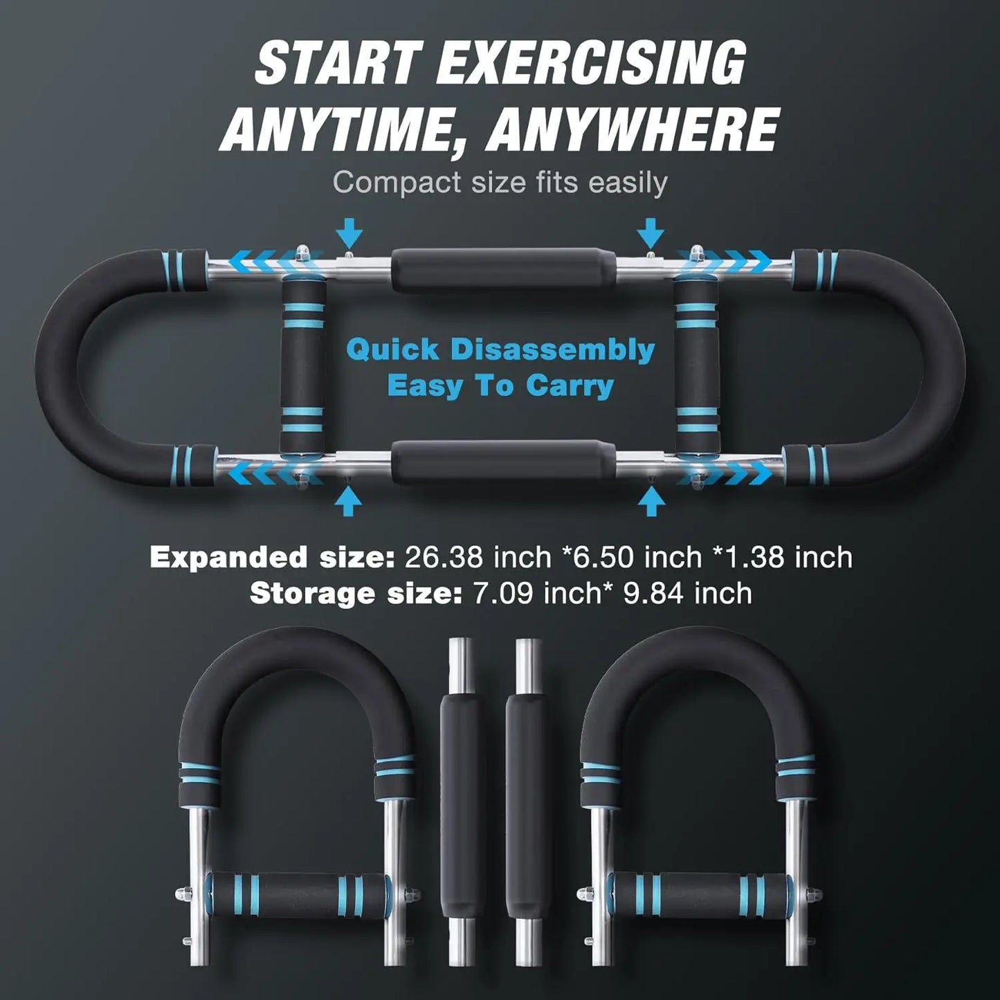 Twister Chest Expander: 66-110lbs 3-Level Arm Trainer. Portable Spring Bar with Safety Sleeve for Shoulder, Biceps & Chest.
