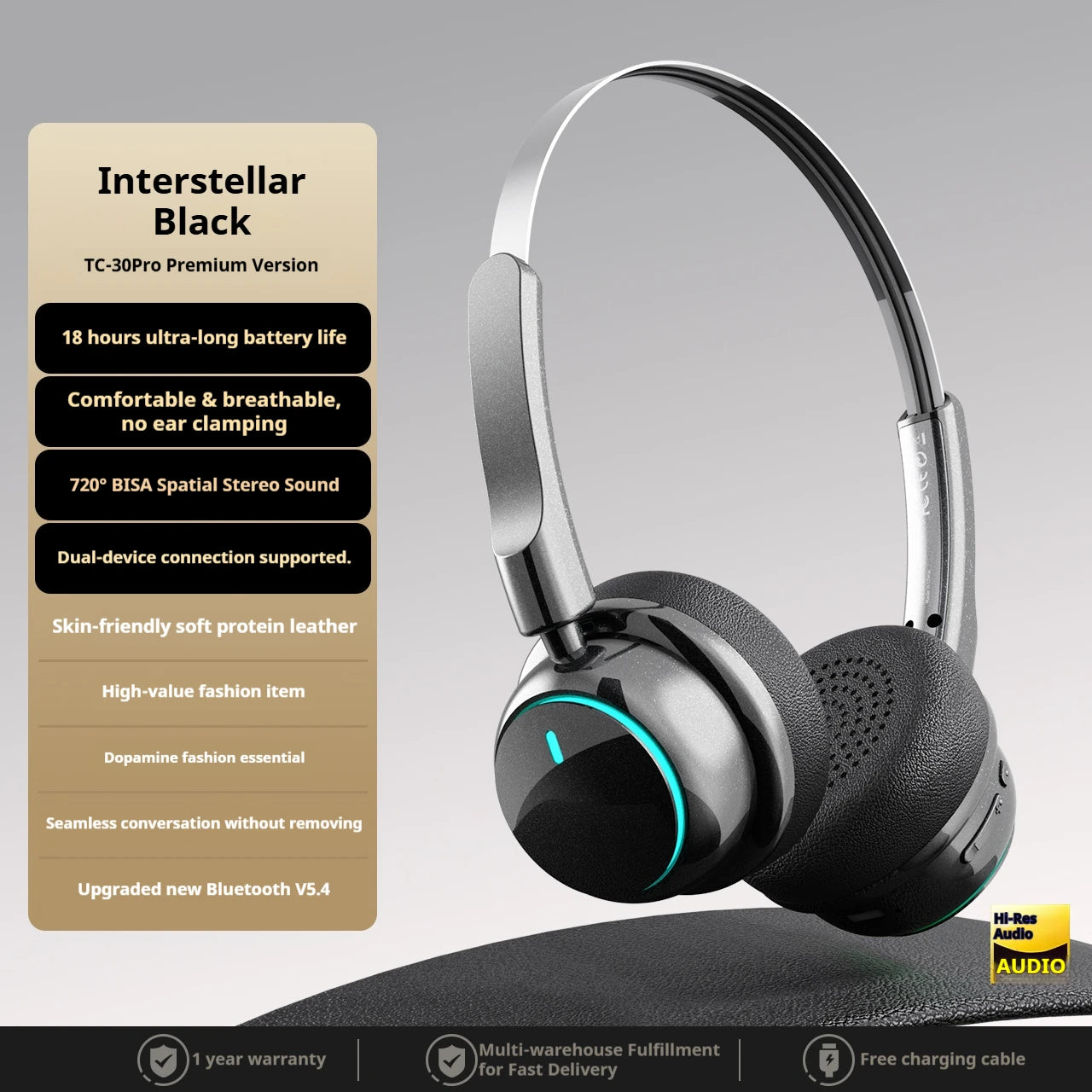 High-Quality Wireless Bluetooth-compatible Headphones, Smart Noise Cancelling, Universal Music Earbuds, V6.0 Headset Earphones