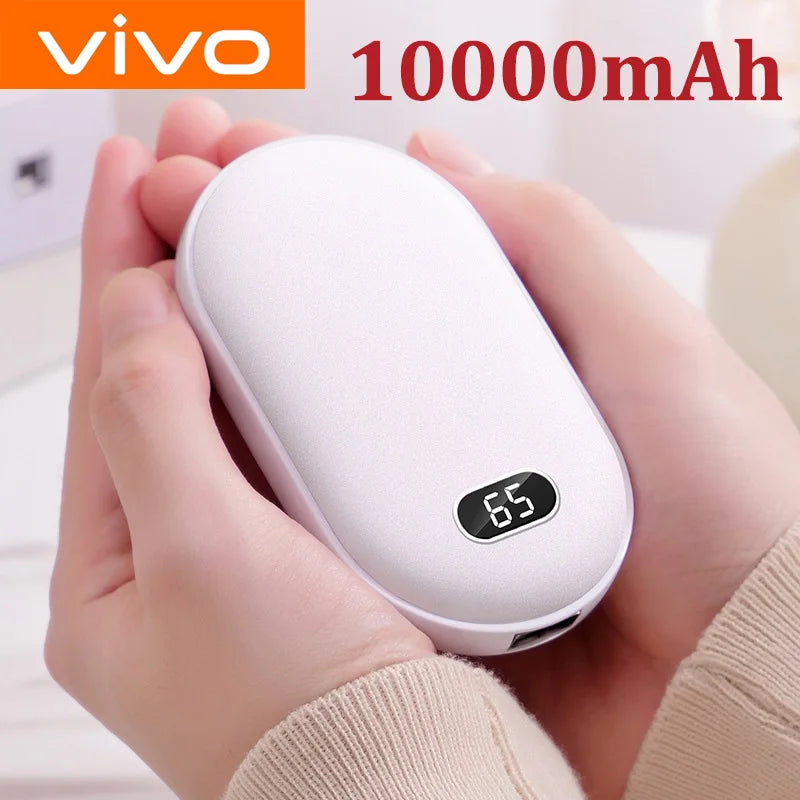 VIVO 10000mAh Hand Warmer Power Bank 2 IN 1 Double-Sided Heating Fast Charging Battery Digital Display Power Bank For Winter