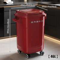 Household wheeled kitchen trash can with large capacity, no need to bend over, high appearance level, horizontal type trash can