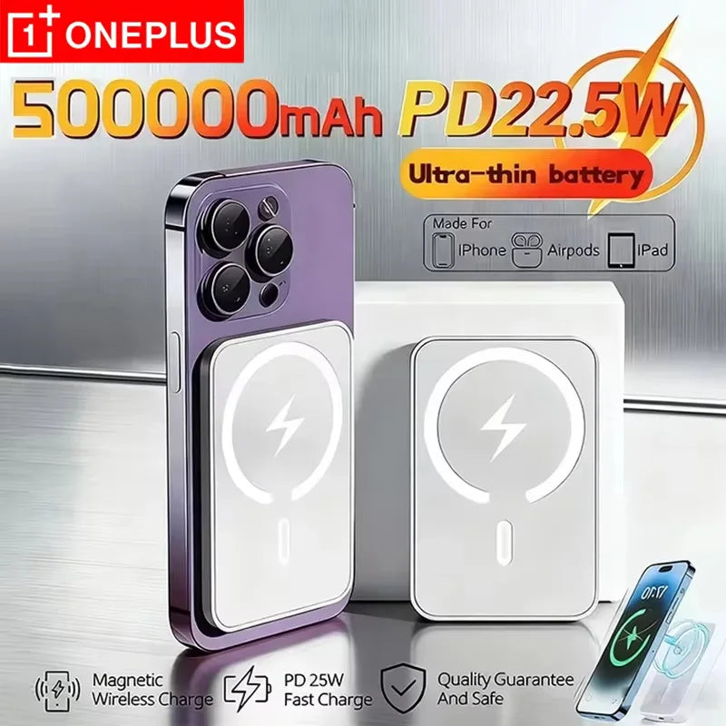  OnePlus 50000mAh Magnetic Wireless Power Bank PD 22.5W Fast Charger Powerbank Portable External Battery For iPhone Samsung