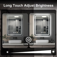 20x28 inch LED Bathroom Mirror Vanity Mirrors with Backlit Lights Fogless Makeup Mirror Wall Mounted with Demister