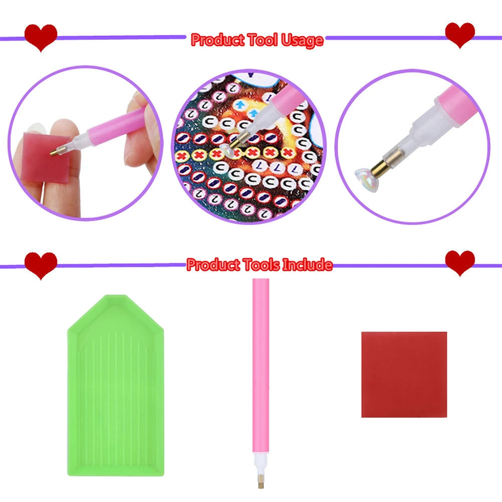 2D Flat DIY Acrylic Special Shape Diamond Painting Clock Pendant Diamond Art Clock Pendant Kit Creative Craft Project