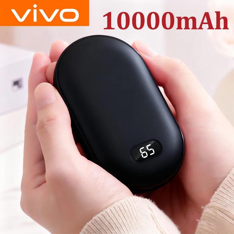 VIVO 10000mAh Hand Warmer Power Bank 2 IN 1 Double-Sided Heating Fast Charging Battery Digital Display Power Bank For Winter