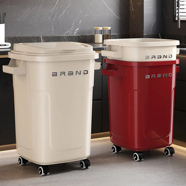 Household wheeled kitchen trash can with large capacity, no need to bend over, high appearance level, horizontal type trash can