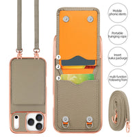 VIETAO Card Holder PU Leather Phone Case With Long Crossbody Strap For iPhone 17/16/15/14/13 Pro Max, Air, Plating Phone Cover