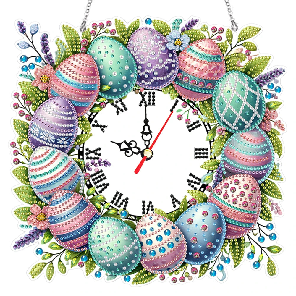 2D Flat DIY Acrylic Special Shape Diamond Painting Clock Pendant Diamond Art Clock Pendant Kit Creative Craft Project
