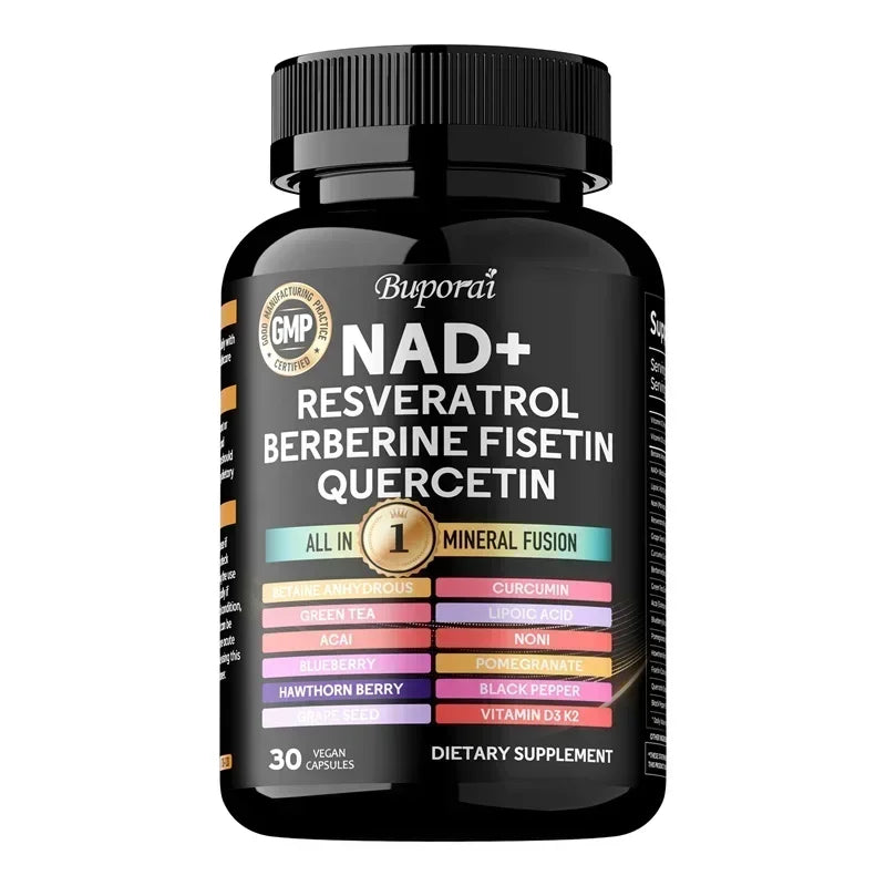 NAD+ Resveratrol Berberine - Promotes Cardiovascular Health,Improve Endurance,Cellular Health,Healthy Aging,Supplement Nutrition