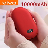 VIVO 10000mAh Hand Warmer Power Bank 2 IN 1 Double-Sided Heating Fast Charging Battery Digital Display Power Bank For Winter