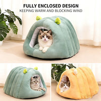 Deep Sleep Cat Bed Cartoon Pet Cave Foldable Removable Washable Sleeping Mat Bed for Kitten Puppy