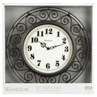 Bronze Analog Quartz Wall Clock 12 Inch Round Wrought Iron Decorative Timepiece Large Number Home Decor Gift