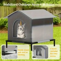 Stray Cat Houses with Mat Waterproof Winter Warm Shelter Foldable Pet Cave Nest Sleeping Beds for Outdoor Cats Small Dog Puppies