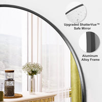 24.2"x24.2" Round Bathroom Mirror Wall Mirror, Metal Frame Circle Mirror Black
