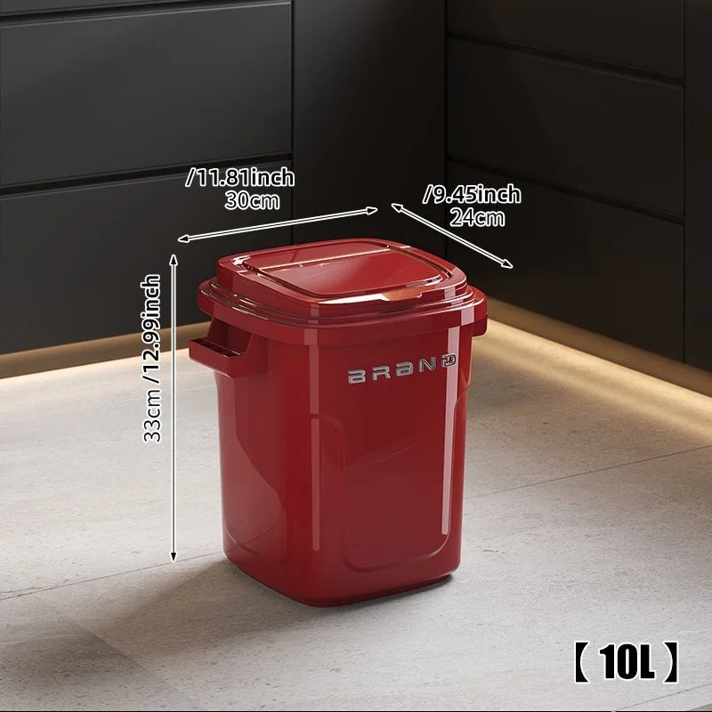 Household wheeled kitchen trash can with large capacity, no need to bend over, high appearance level, horizontal type trash can
