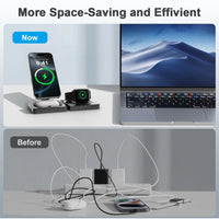 Magnetic Wireless Charger 3-in-1 Folding Fast Charging Station Foldable Travel for Magsafe  iPhone 17/16/15/14/13 Watch Airpods