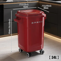 Household wheeled kitchen trash can with large capacity, no need to bend over, high appearance level, horizontal type trash can