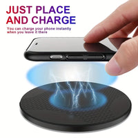 Wireless Charger Pad Stand Desktop Ultra-thin Mobile Phone Fast Charging Dock Station For iPhone 15 14 13 12 11 Samsung Xiaomi