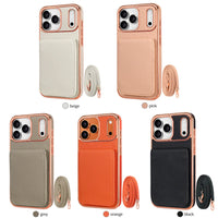 Faux Leather Wallet Phone Case for iPhone - Protective Card Holder Kickstand Crossbody Strap Compatible with iPhone 17/16/15/14