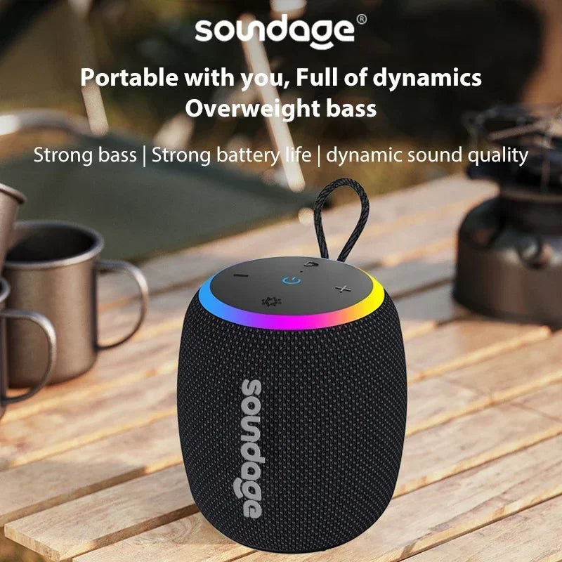 Soundage Portable Wireless Bluetooth Speaker 360 Degree Stereo Surround Subwoofer IPX6 Waterproof Support TF TWS Speaker
