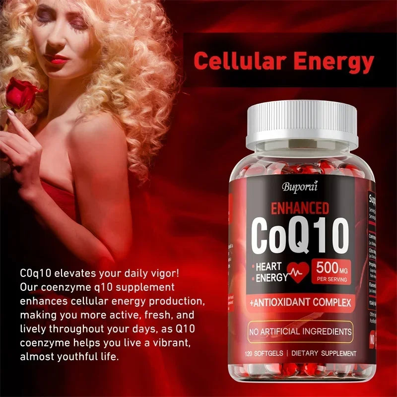 CoQ10 Supplement - Antioxidant Protection, Supports Heart Health, Promotes Cellular Energy Production, Enhances Absorption