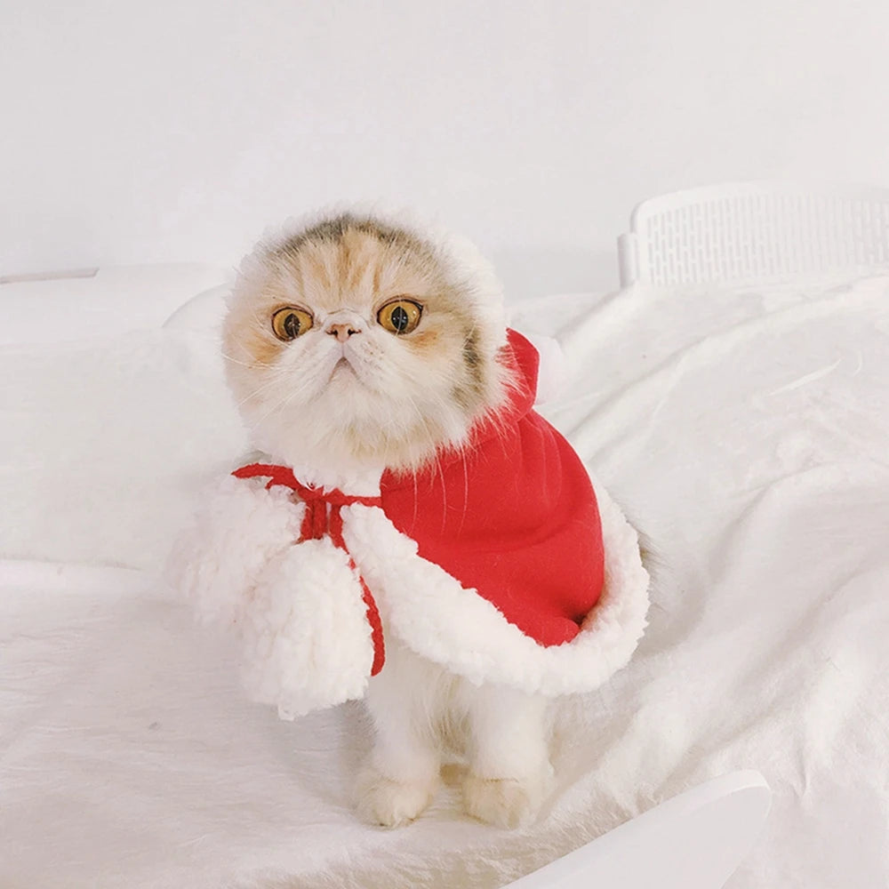 Pet Cat Dog Cape Change Into Santa Cape Deer Red Riding Hood Warm Plush Kawaii Comfortable Windproof Repeat Costume