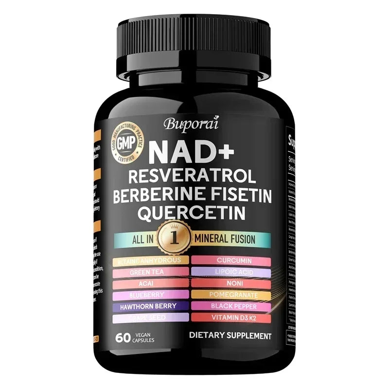 NAD+ Resveratrol Berberine - Promotes Cardiovascular Health,Improve Endurance,Cellular Health,Healthy Aging,Supplement Nutrition
