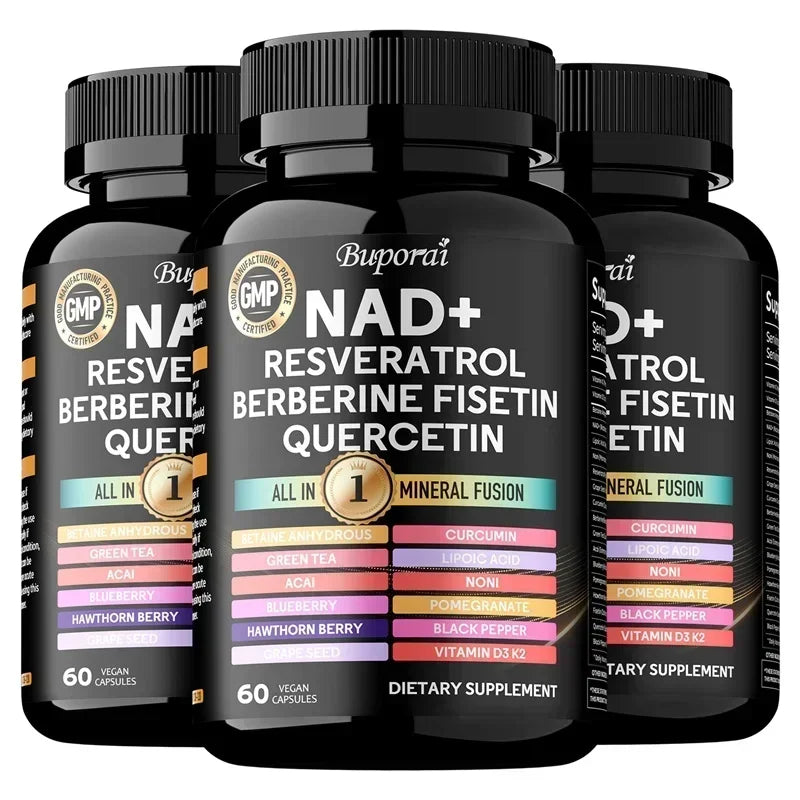 NAD+ Resveratrol Berberine - Promotes Cardiovascular Health,Improve Endurance,Cellular Health,Healthy Aging,Supplement Nutrition