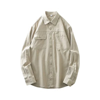 DUKEEN 400G Heavyweight Men's Shirts Pure Cotton Spring and Autumn Casual Pocket Long-Sleeve Workwear Tops Trend Men's Clothing