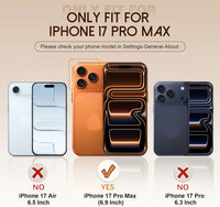Wallet Case for iPhone 17 Pro Max RFID Blocking PU Leather Cover for Women Anti-Theft Wrist Strap Case