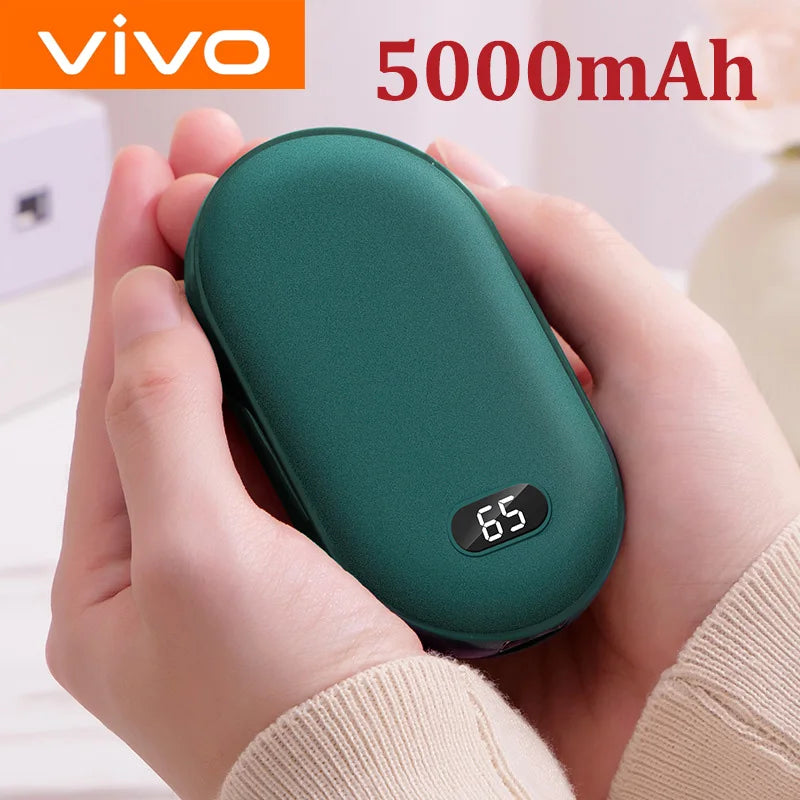 VIVO 10000mAh Hand Warmer Power Bank 2 IN 1 Double-Sided Heating Fast Charging Battery Digital Display Power Bank For Winter