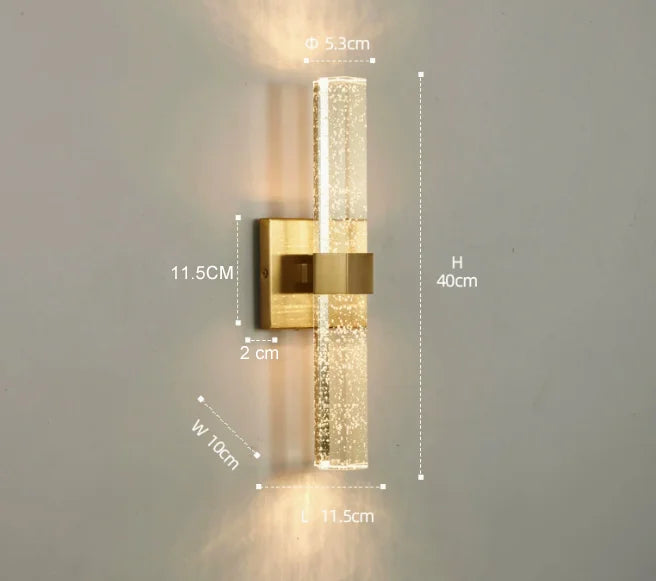 Modern 24W Mirror light Wall Lamps Indoor Fixtures Bubble Crystal Wall Sconces for Bathroom Bedroom Hallway Corridor